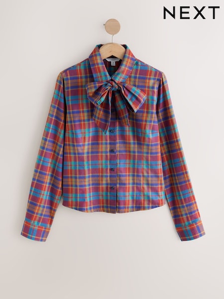 Multi Colour Check - Tie Neck Shirt