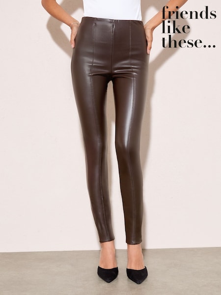 Chocolate Brown - Friends Like These Faux Leather Pu Leggings