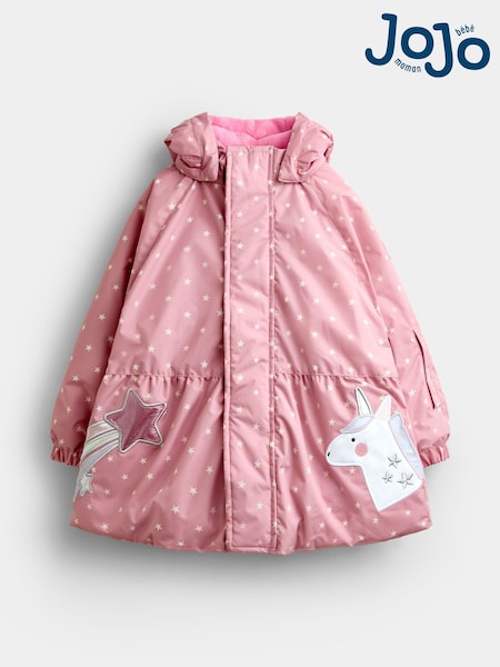 Pink Unicorn - Jojo Maman Bébé Peplum Puffer Jacket