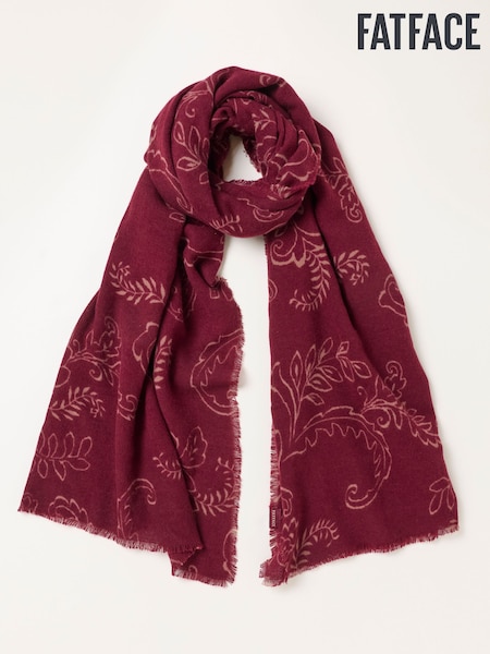 Burgundy Red - Fatface Paisely Midweight Scarf