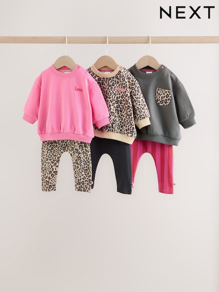 Animal Printed - Sweat Top And Leggings Baby Set 6 Pack (0mths-2yrs)