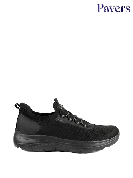 Black - Regular Pavers Wide Fit Memory Foam Lace-up Trainers
