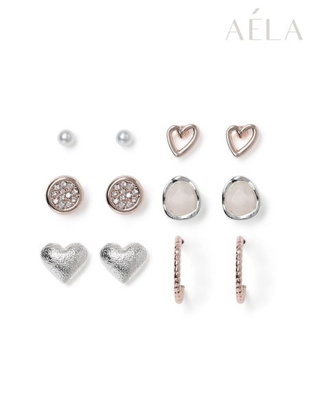 Silver Tone - Mixed Metal Stud Earrings