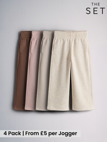 Pink/Cream/Light Brown/Chocolate Brown - The Set 4 Pack Wide Leg Joggers