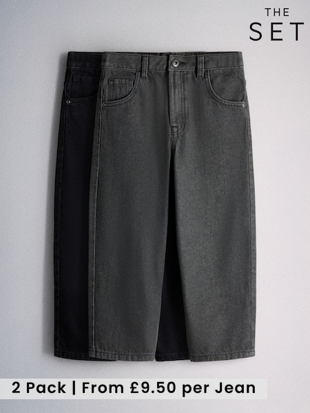 Black/Grey - The Set 2 Pack Baggy Fit Jeans