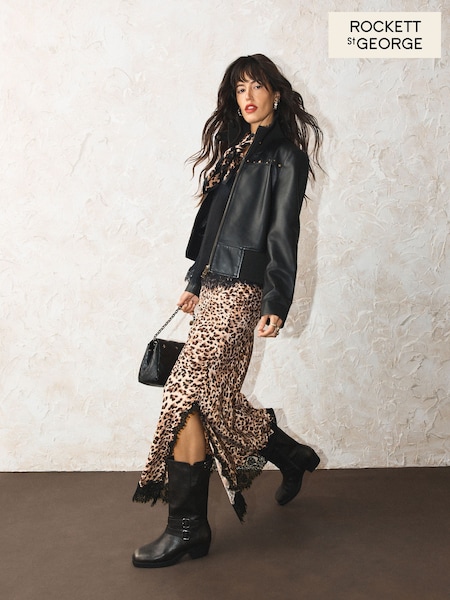 Animal Print - Rockett St George Lace Trimmed Midi Skirt