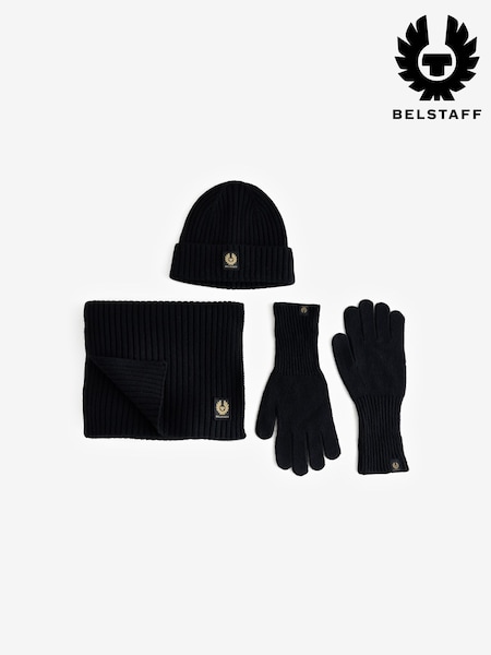 Black - Regular Belstaff Knitted Accessories Set 3 Piece