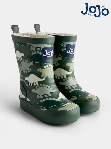 Green Dinosaur - Jojo Maman Bébé Cosy Lined Wellies