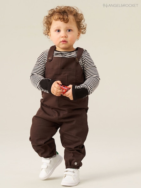 Brown - Angel & Rocket Dungaree Set