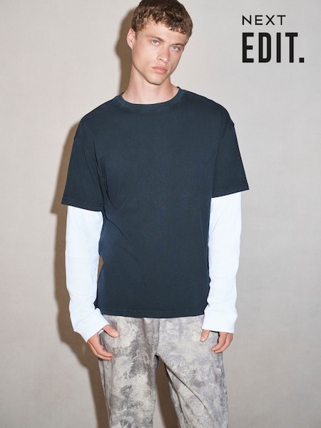 Black - Regular Long Sleeve Edit T-shirt With Mock Layer