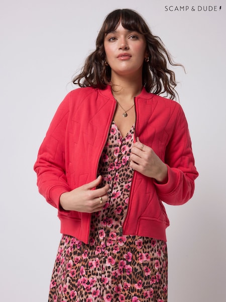 Red - Scamp & Dude Quilted Fitted Bomber Jacket