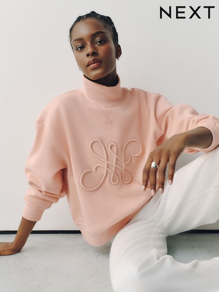 Pink - High Neck Sweatshirt
