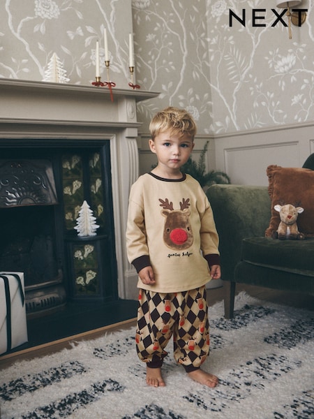 Oatmeal Rudolph Placement - Christmas Pyjamas (9mths-10yrs)