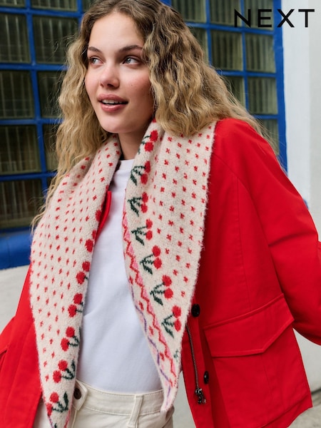 Multi Cherry Print - Heavyweight Triangle Scarf