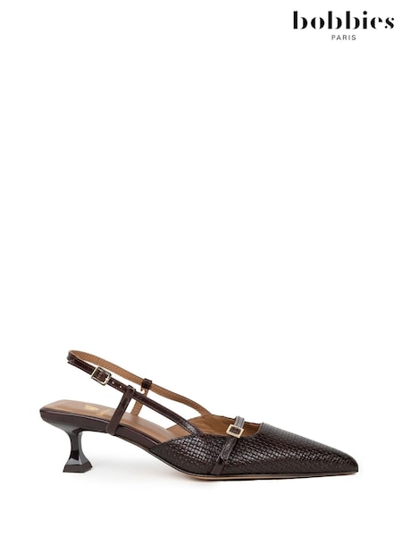 Brown - Bobbies Reem Mid-heeled Slingbacks Pointed-toe Shoes