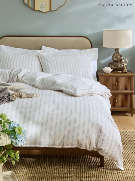 Laura Ashley Henley Stripe 100% Cotton Duvet Cover And Pillowcase Set
