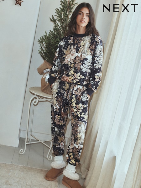 Navy Woodland - Cosy Long Sleeve Pyjamas