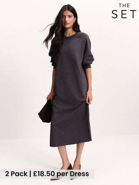 Grey Marl / Tan - The Set 2 Pack Maxi Sweat Dress