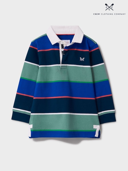 Green - Crew Clothing Yarn Dyed Striped Long Sleeve Rugby Shirt