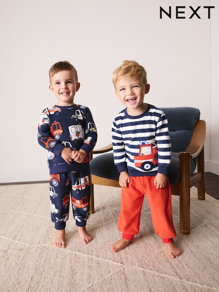 Navy Emergency Vehicles - Cosy Fleece Pyjamas 2 Pack (12mths-8yrs)
