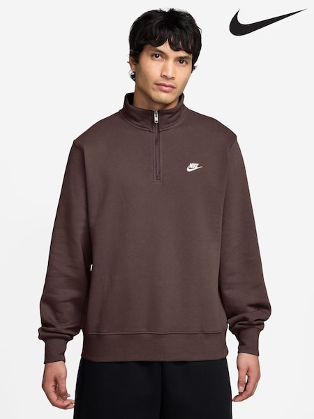 Baroque Brown - Regular Nike Club Zip Fleece Sweatshirt