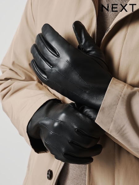 Black - Regular Leather Gloves