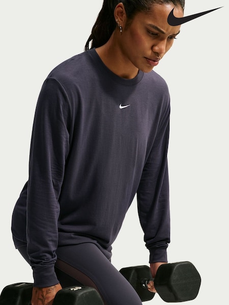 Gridiron Grey - Nike One Relaxed Dri-fit Long Sleeve Top