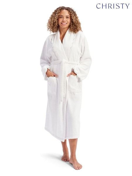 Christy Scallop Edge Embroidered Cotton Bath Robe
