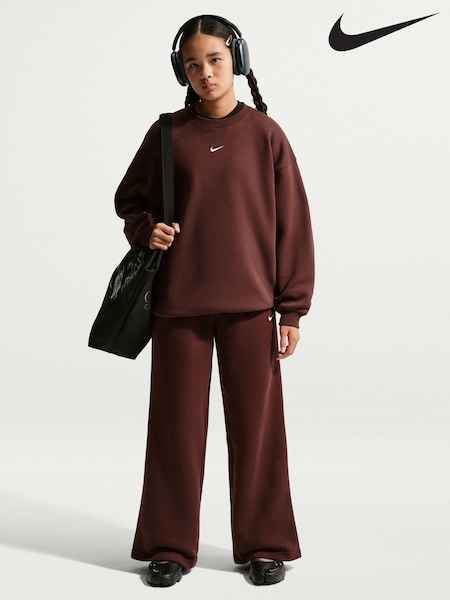 Mystic Date Brown - Nike Studio Fleece Oversized Crew Neck Sweatshirt