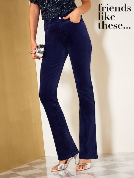 Navy Blue - Friends Like These Velvet Straight Leg Stovepipe Jeans