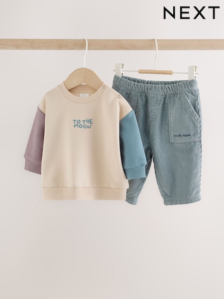 Blue/Cream Stars - Sweatshirt And Cord Trousers Baby Set 2 Piece (0mths-2yrs)