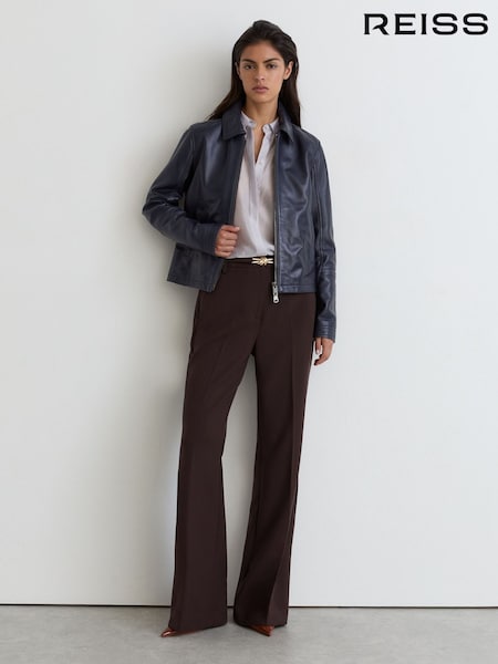 Grape - Reiss Leona Flared Knot-hardware Belted Trousers