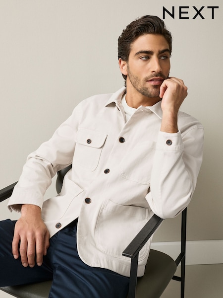 Ecru Neutral - Regular Garment Dyed Chore Jacket