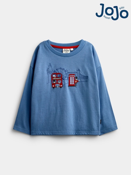 Blue Marl London Bus - Jojo Maman Bébé Appliqué Top