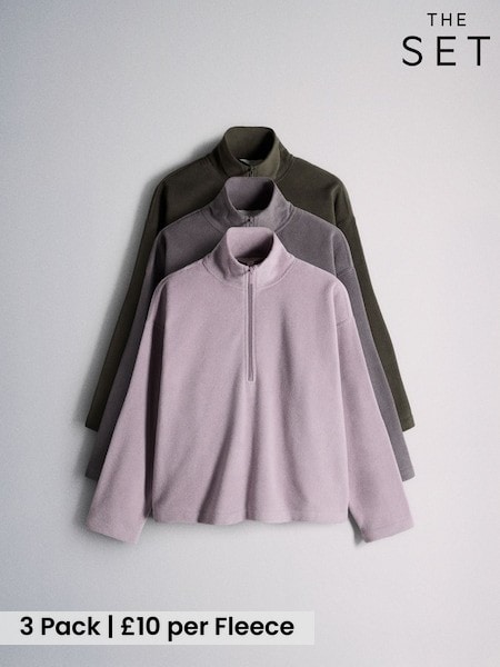 Pink/Light Purple - The Set 3 Pack Quarter Zip Micro Fleeces