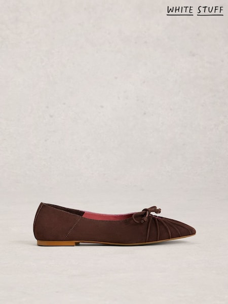 Brown - White Stuff Lace Drop Back Ballerinas