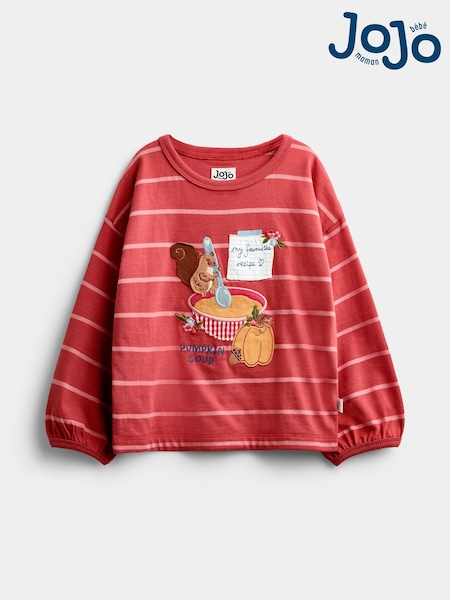 Mid Orange Pumpkin - Jojo Maman Bébé Appliqué Striped Top