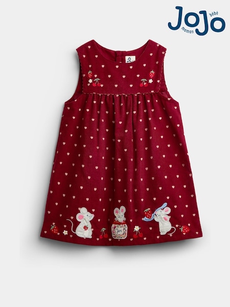 Burgundy Red Mouse - Jojo Maman Bébé Appliqué Cord Dress