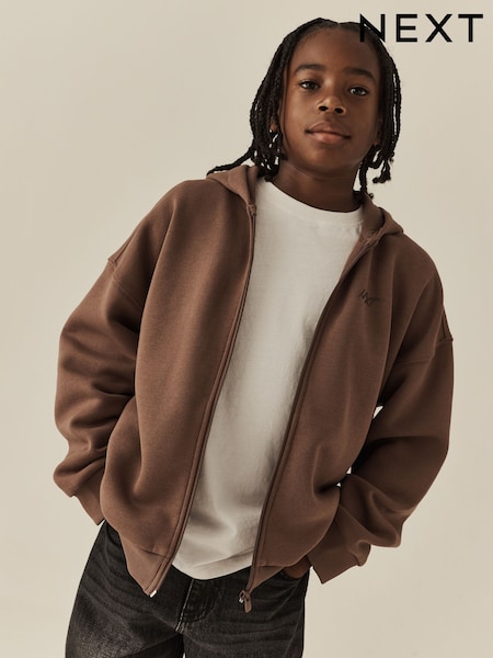 Mink Brown - Heavy Weight Zip Through Hoodie (3-16yrs)