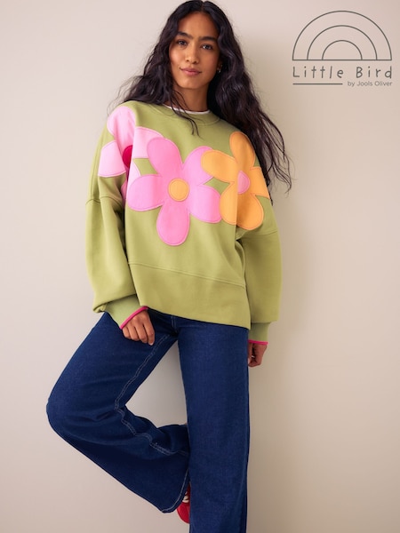 Green Rainbow Floral Applique - Little Bird By Jools Oliver Boxy Sweat Top