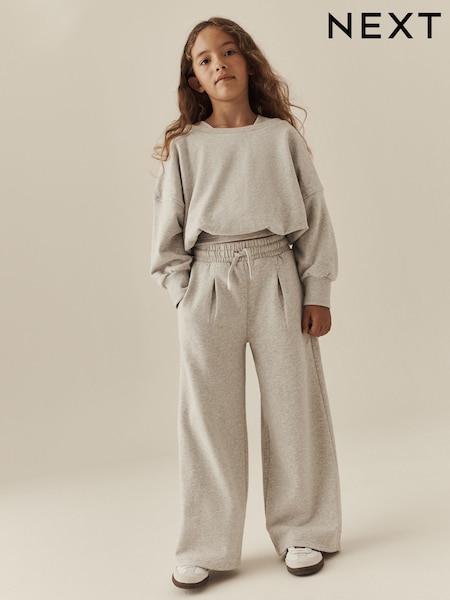 Grey Marl - Off Shoulder Sweatshirt And Joggers Set (3-16yrs)