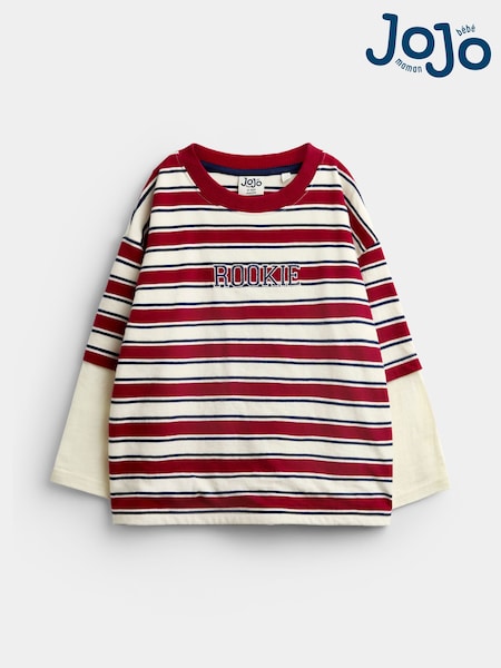 Red Stripe - Jojo Maman Bébé Slogan Top