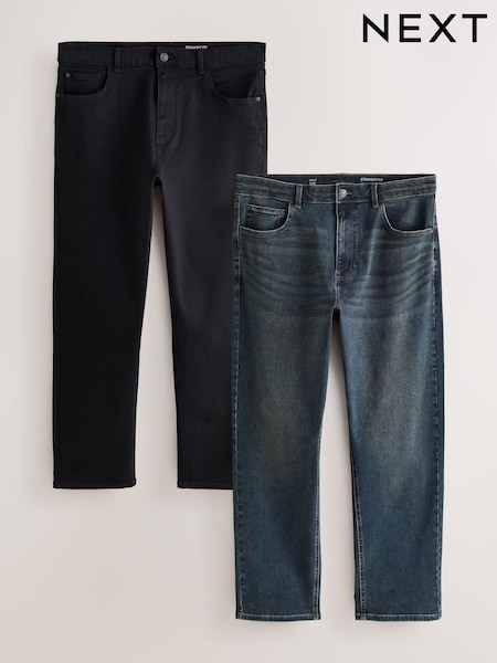 Green Tint & Black - Straight Fit 2 Pack Essential Stretch Jeans