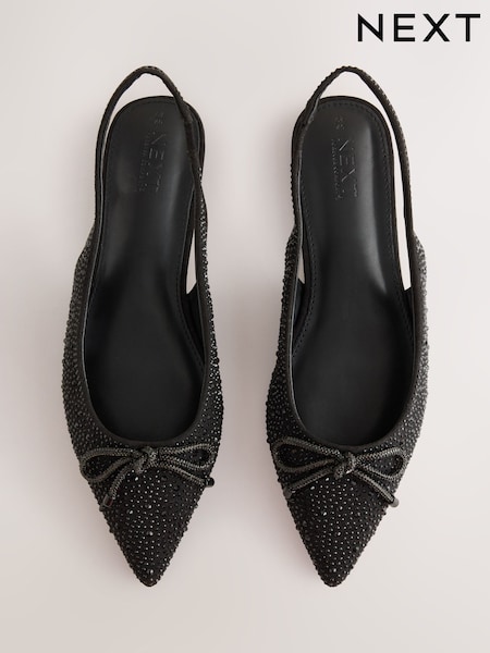 Black - Forever Comfort® Sparkle Slingback Flats
