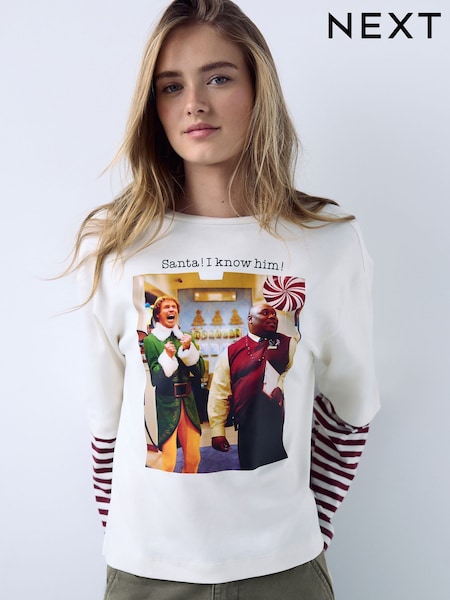 Ecru - Relaxed Fit Layered Long Sleeve T-shirt