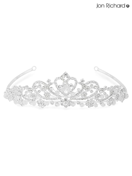 Silver - Jon Richard Iris Raised Diamante Tiara Gift Pouch