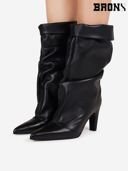 Black - Bronx Jow-jadey Pleated Leather Ankle Boot