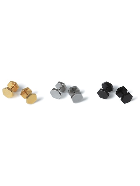 Silver - Regular Dck Mens Silver Stainless Steel Earrings 3 Pack