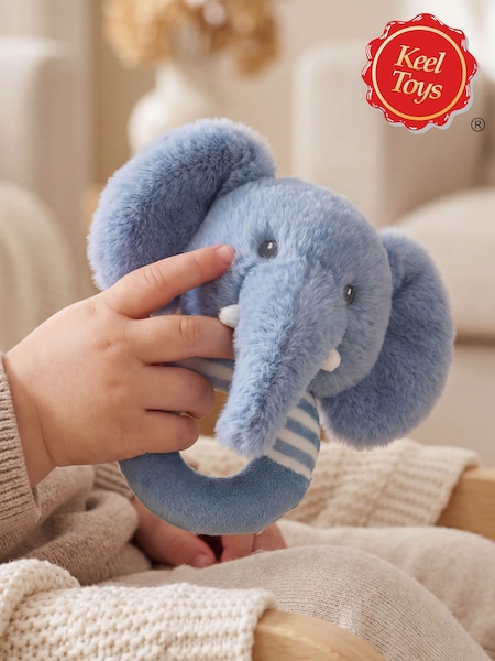 Keel Toys 14cm Keeleco Baby Ezra Elephant Ring Rattle