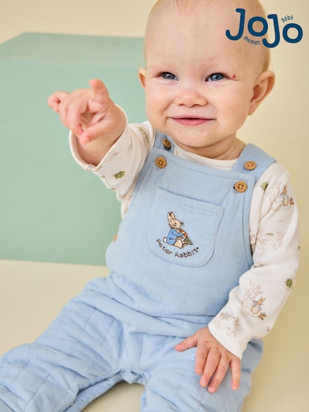 Light Blue Peter Rabbit - Jojo Maman Bébé Quilted Dungaree & Bodysuit Set